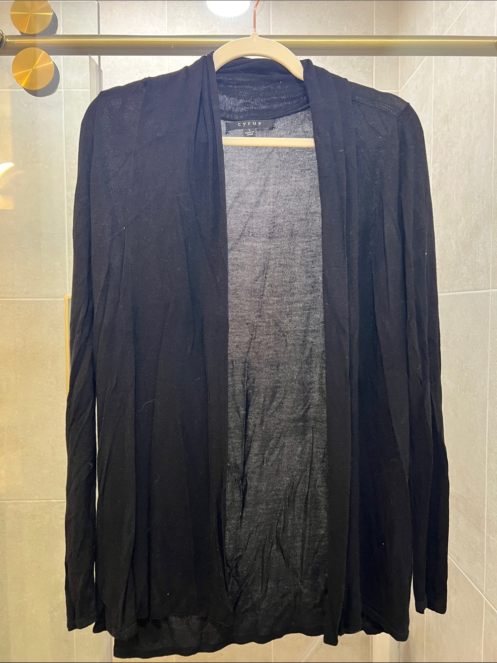 Cyrus Black Open-Front Lightweight Cardigan